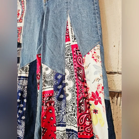 Free People Multicolor Patchwork Flare Jeans - Picture 4 of 13